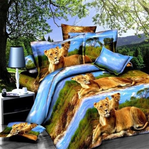 3d lions group bedding set queen twin size animal duvet cover bed sheet pillow cases bed linen set