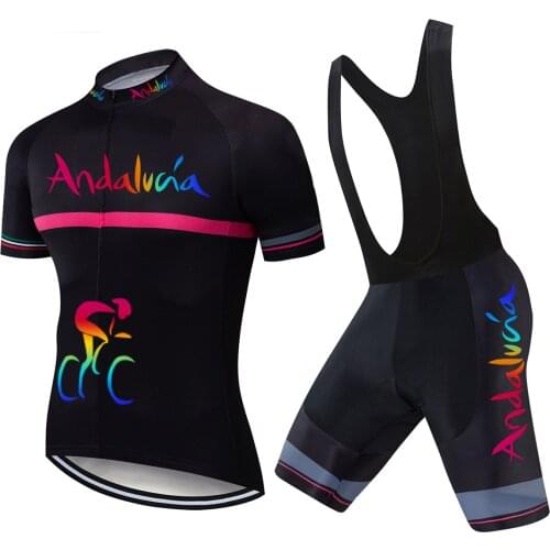 2021 Andalucia Team Blue Cycling Jersey Set Bicycle Sportswear Clothes 20D Gel Pad Ropa Ciclismo Bike Maillot Culotte
