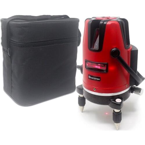 Ketotek Laser Level 5 Lines 6 Points 360 Rotary Self Leveling 635nm Red Horizontal Vertical Cross line Lazer Level Tools Outdoor