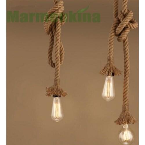 DIY hemp rope chandeliers cafe chandeliers bar style American country hand-crafted single head chandeliers.E27,AC:110-240V