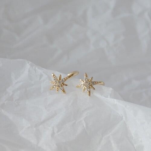 14k Real Gold Plated Fashion Jewelery Crystal Star Exquisite Small Cute Earrings for Woman Holiday Party Elegant Earring