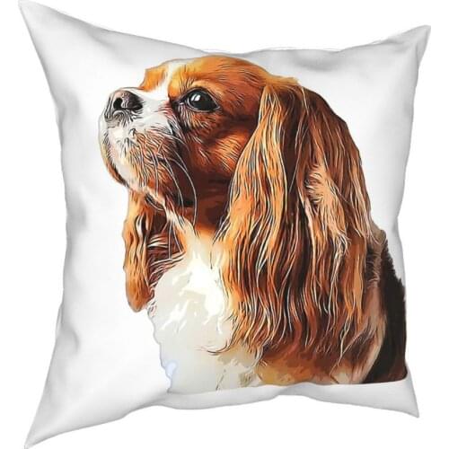 Cavalier King Charles Spaniel Throw Pillow Cover Polyester Cushions for Sofa Cute Dog Custom Pillowcase