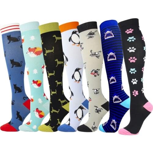 New Arrival Compression Socks Funny Fox Cat Shark Animal Prints Socks Unisex Outdoor Running Cycling Long Pressure Stockings