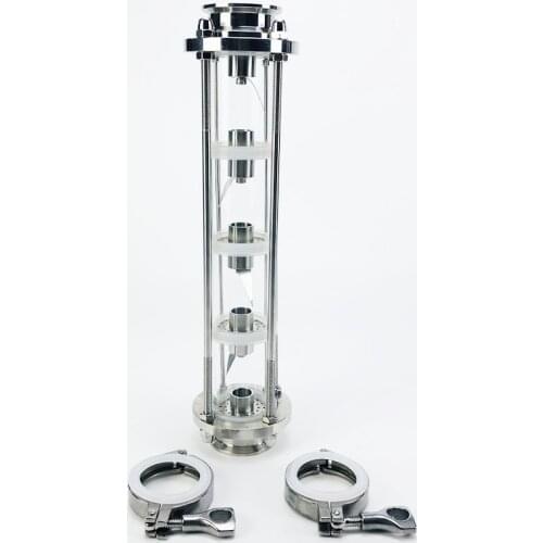 NEW 2'(51mm) OD64 SS304 Distillation Tower For Household Wine Making, 5-Layer High-Quality Glass Tower. Moonlight Distiller
