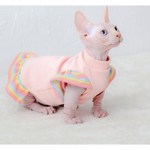 New Spring Autumn Winter Sphynx Cat Clothes Pink Vest For Hairless Cat Clothes Classic Puppy Pet Cats Clothes Dog Coat