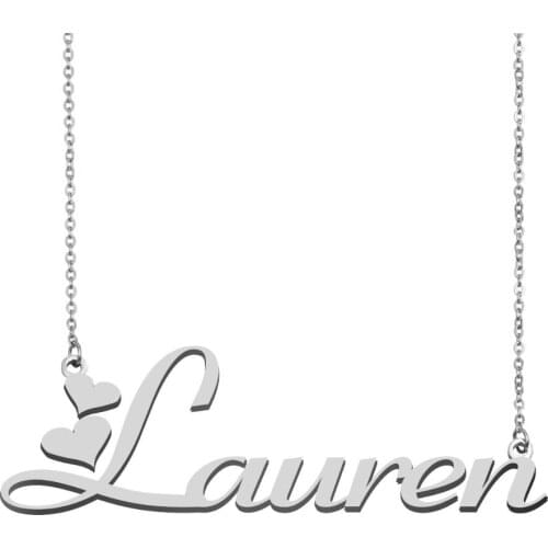 Lauren Name Necklace Personalised Stainless Steel Women Choker 18k Gold Plated Alphabet Letter Pendant Jewelry Friends Gift