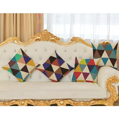 Triangles Design Art Cushion Throw Pillows Nordic Modern Geometric Cushion Sofa Chair Cotton Linen Lumbar Waist PillowCase