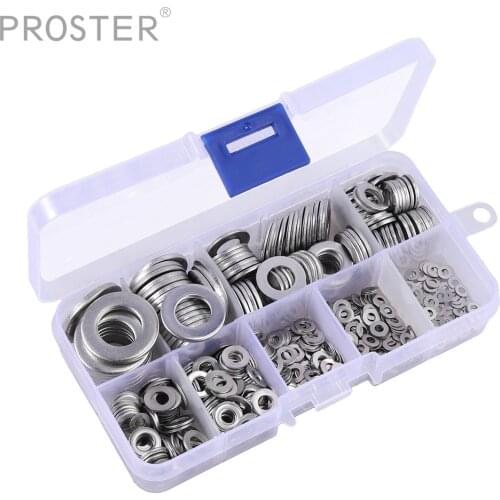 PROSTER 500pcs M12 M2 M2.5 M3 M3.5 M4 M5 M6 M8 M10 304 Stainless Steel Flat Washer Plain Washer Flat gasket for home, automotive