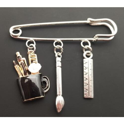 Handmade drawing board pen holder brooch, student gift, brooch, handmade jewelry