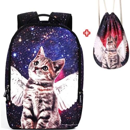 Multicolor Backpack Women Star Cat Printing Backpacks For Teenage Girls Laptop Backpack 18 Inch School Bags Mochila