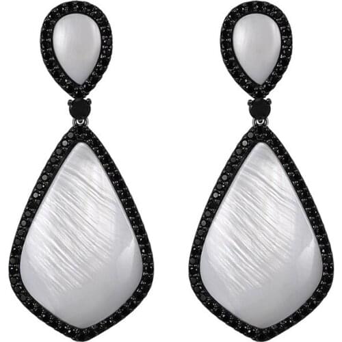 Big White Zirconia Water Drop Earrings For Women Europe and America Temperament Geometry Pendant Earring Female Luxury Jewelry