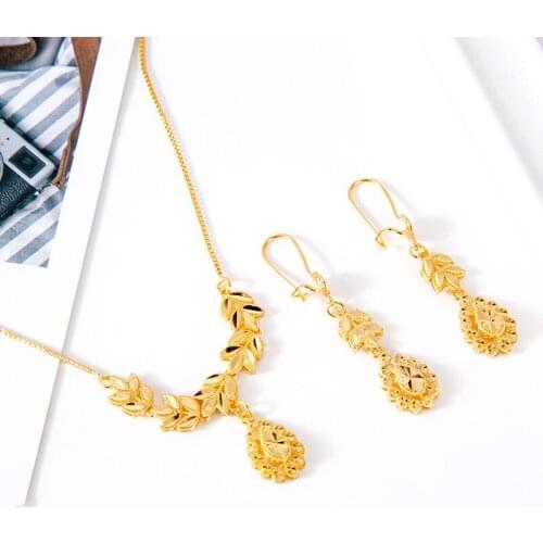 Heart Earrings for Women Ethiopian Dubai Jewelry Sets African Gold Color Love Necklace Sets Arab Bridal Dowry Jewelry
