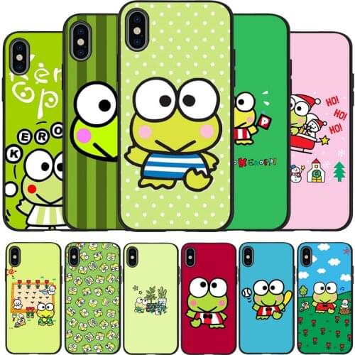 Cute green frog Keroppi Black TPU Silicone Soft Phone Case For iPhone 11 12 Pro X XR XS MAX 5 6 7 8 Plus SE 2020
