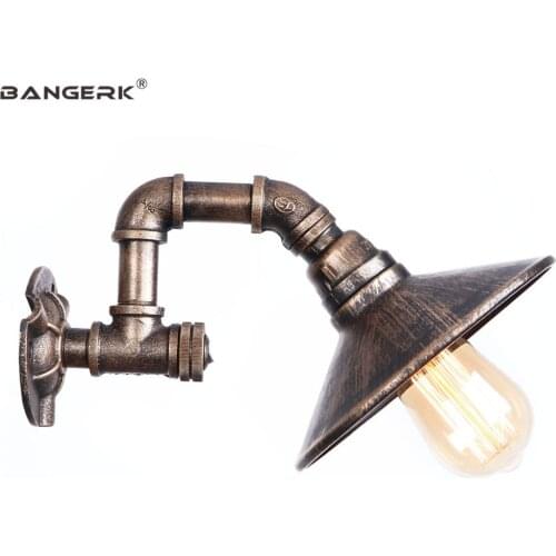E27 Iron Antique Water Pipe Wall Lamp Loft Decor LED Wall Light Vintage Industrial Edison Sconces Aisle Bedside Home Lighting