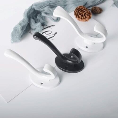 Heavy Duty Coat Hooks Wall Mounted For Hat Hardware Dual Prong Retro Coat Hanger With 20 Screws Black Color