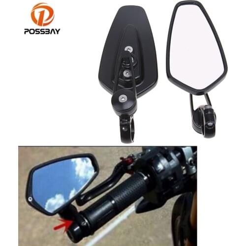 POSSBAY Aluminum 7/8'' 22MM Universal Sport Bike Motorcycle Rearview Mirror for Chopper Cruiser Cafe Racer Scooter Side Mirror
