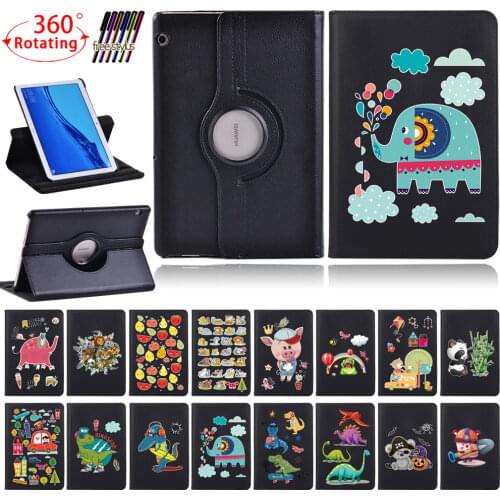 For Huawei MediaPad T5 10 10.1inch/T3 10 9.6 inch 360 Rotating Tablet Case Bracket Anti-Fall Protective Cover+ Free Stylus