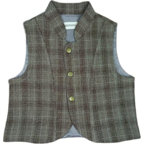 Baby boy gentleman plaid vest children stand collar casual vintage short waistcoat