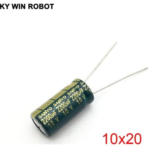 10pcs 10V 2200UF electrolytic capacitors 2200UF 10V 10x20mm 105C Radial High-frequency low resistance Electrolytic Capacitor