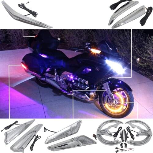 2018-2021 For Honda Gold Wing GL 1800 GL1800 F6B Chrome or Black Motorcycle Front and Rear Turn Signal LED Brake Light 2019 2020