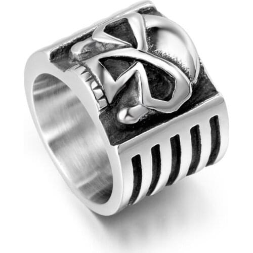 2020 men gothic accessories wholesale Unique ghost rings stainless steel signet-ring wide mens rings 2020 fashion ring jewelry