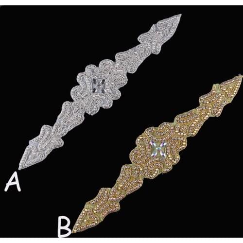 30pcs/lot)2Style Handmade Bling Crystal Diamond Rhinestone Appliques Patch Hot Fix Beaded Trim For Girl Bridal Hair/Dress/Shoes