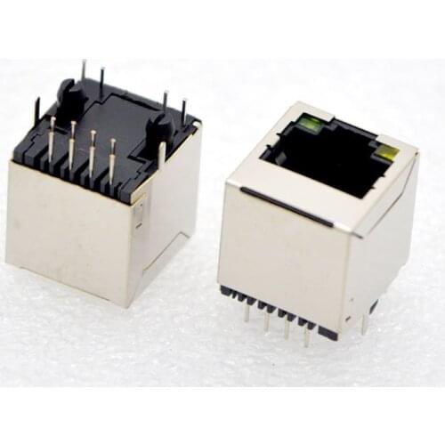 300cs New Network Socket Connector RJ45 5224 180 degree Straight Plug Socket Vertical with Shield , Light PCB dedicated Wholesal