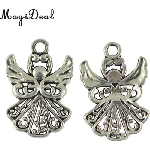 MagiDeal 50Pcs Tibetan Silver Filigree Hollow out Angel Charms Pendants DIY Jewelry Hanging Pendant Necklace Charms Crafts