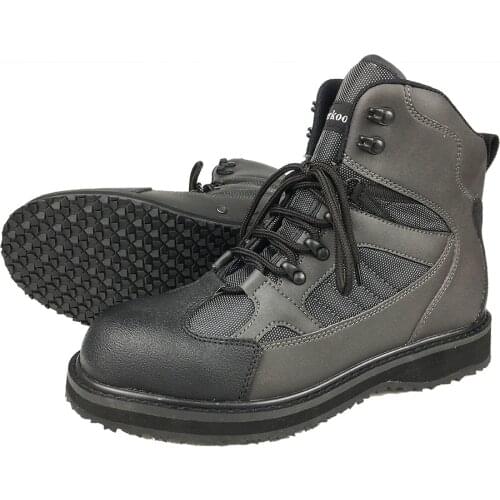 Fly Fishing Waders Hunting Boots Upstream Fishing Shoes Felt Anti-Slippery Sole Army Green Leather Lace Up Shoes for Men FR1