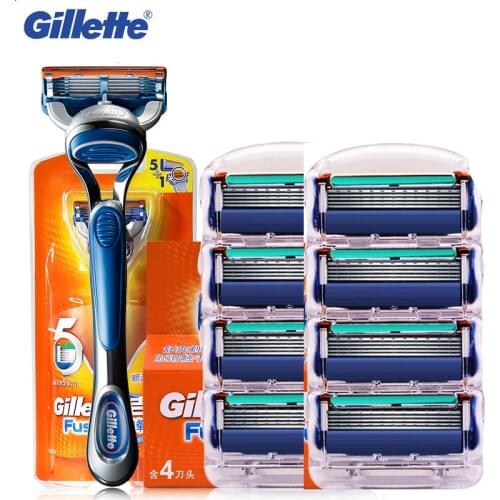 Gillette Fusion Shaving Razor Blades Satety Shave Shaver Blades Washable Cuchillas afeitadoras for Men 1 Razor Handle 9 Blades