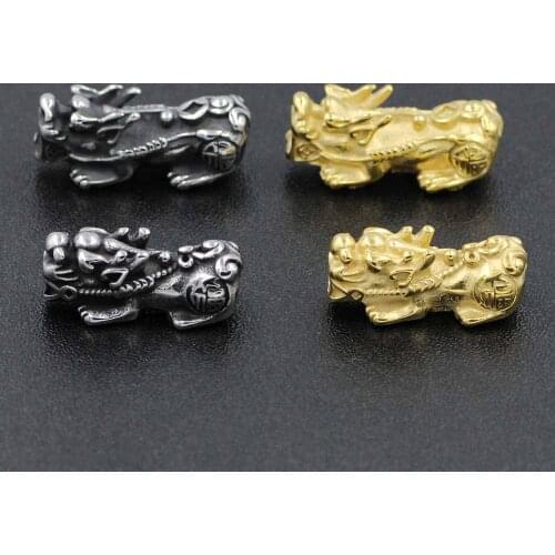 Vintage Brave Troops 3mm Hole 316l Stainless Steel Fengshui Pixiu Spacer Beads Fit Men Bracelet DIY Jewelry Making Wholesale