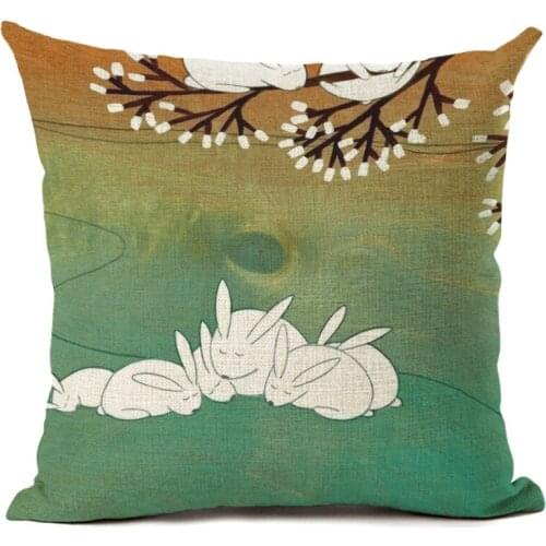 Cute rabbit theme cartoon rabbit pillow case car cushion cover quilt cover sofa decoration