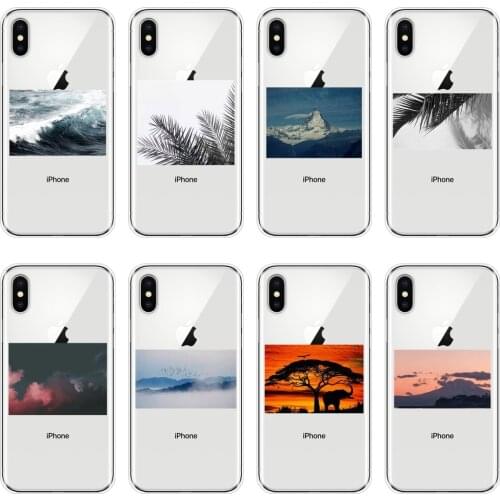 For iPhone X XR XS MAX 8 7 6S 6 S Phone Case Silicone Soft Scenery Travel Cloud Leaf Back Cover For Apple iPhone 8 7 6S 6 S Plus