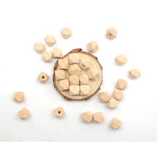 Chenkai 100PCS 10mm Unfinished Wooden Beads Hexagon Geometric Beads Natural beads For DIY Infant Sensory Pacifier Accessories