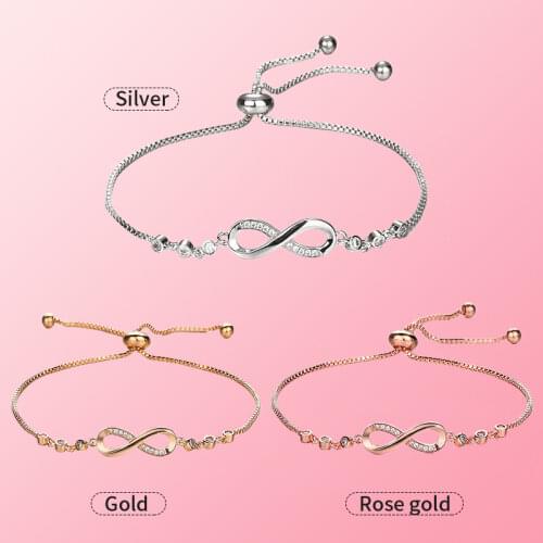 CUTEECO Luxurious Crystal Adjustable Bracelet Bangle for Women Brilliant CZ Infinity Charm Bracelets Jewelry Pulseira Feminia