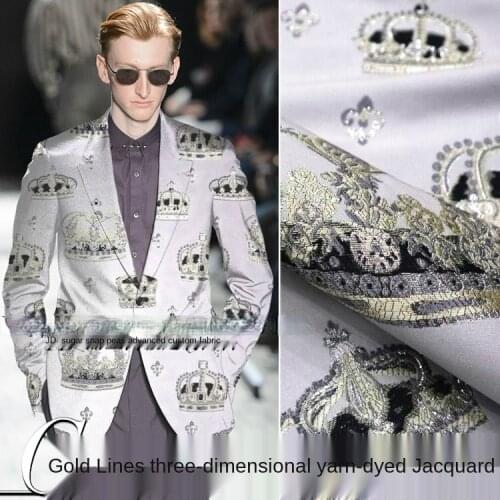 Elegant gold silk crown three-dimensional yarn-dyed jacquard fabric, sewing fabric factory shop is not out of stock