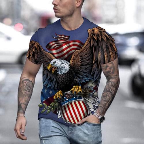 Summer New American 3D T-Shirt For Men Casual Oversized Streetwear Tops Quick-Drying Large Size Tees For Male Hot Sale In USA