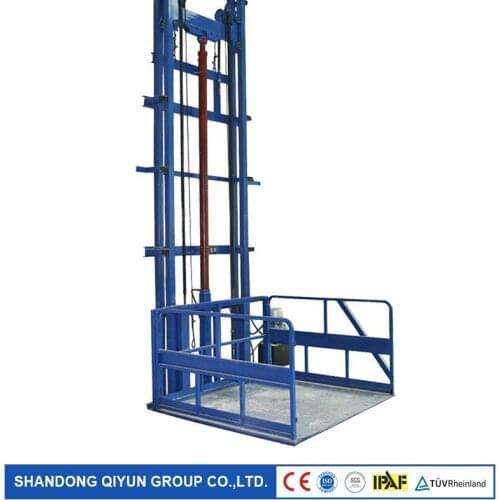 Qiyun EXW Price CE ISO Hydraulic Vertical Freight Elevator Lifts Rail Garage workshop factory warehouse Cargo Lift