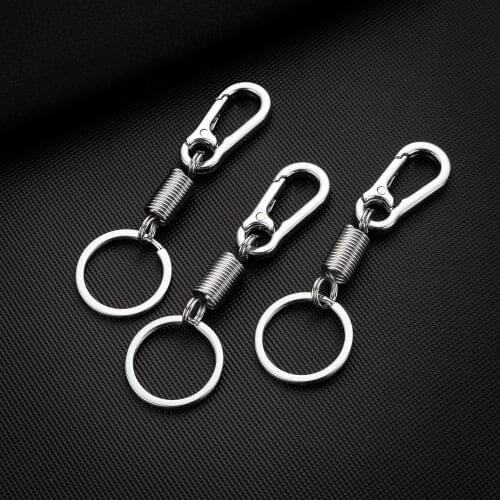 Hot Sale Spring Buckle Design Key Chain Rings Simple Strong Carabiner Shape Keychain Climbing Hook Car Key Ring Stainless Steel