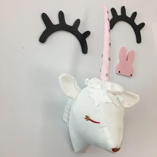 INS Nordic Christmas Unicorn Animals Head Wall Decor Wall Hangings Doll Plush Decoration Stuffed Animal Child Toys Xmas Gift