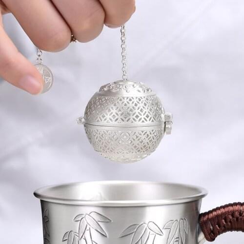 Exquisite Hand-carved Brave Troops Tea Strainer Pure Silver 999 Leak Filter China Kung Fu Tea Infuser Portable Artifact Art Gift