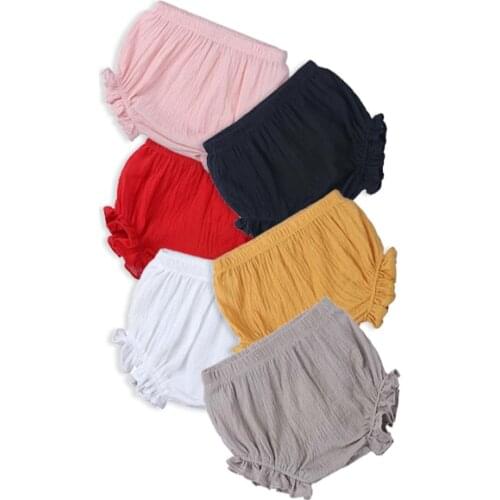 Kids Tales Summer Shorts for Girls Bloomers Baby Clothes Soft Cotton Linen Bread Shorts Newborn Solid Color Infant Pants 6-24M