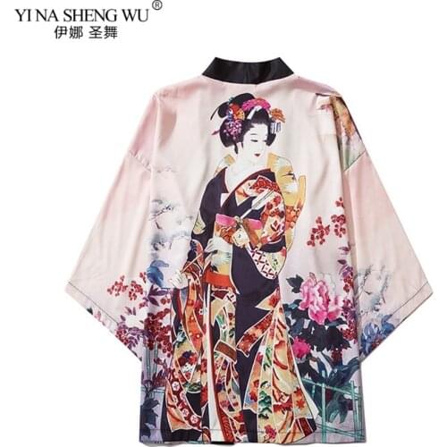 Kimonos Casual Vintage Print Women Clothes Traditional Kimonos Blusas Fashion Harajuku Men Japanese Sexy Beach Yukata Clothing