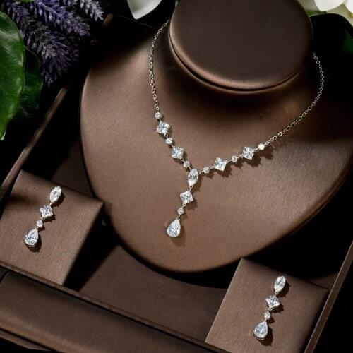 HIBRIDE Brilliant Full Jewelry Sets Bridal Dress Accessories AAA Cubic Zirconia Women Link Chain Necklace Set Party Gifts N-1459