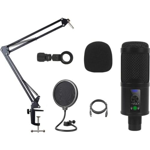 FooHee USB Condenser Microphone Noise Reduction Hifi Cardioid Pointing Volume Adjustment High Compatibility BM65