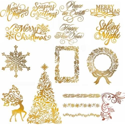 Hot Foil Plates Merry Christmas Deer Snowflake DIY Scrapbooking Photo Album Card Making New 2019