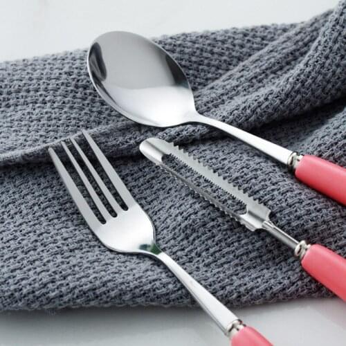 Candy colored stainless steel spoon creative stainless steel Red spoon Fork stainless steel peeler dinnerware set