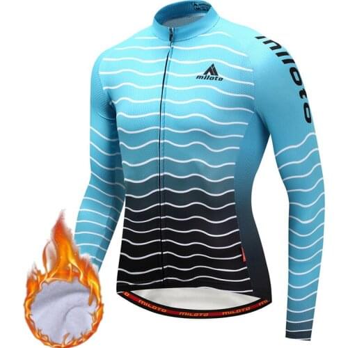 Miloto Team Thermal Fleece Cycling Jersey Long Sleeve Winter MTB Bike Clothing Sport Bicycle Jersey Racing Uniform Cycling Wear