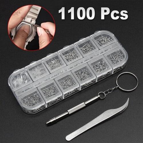 1100pcs Glasses Repair Kit With Screwdriver Tweezer Stainless Steel Screws Accessories Tiny Multifunction 5pairs Nose Pads