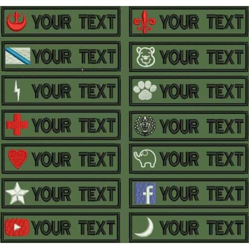 Custom Military Name embroidery Patch Army Green patches star moon lightning heart cross flag personalized